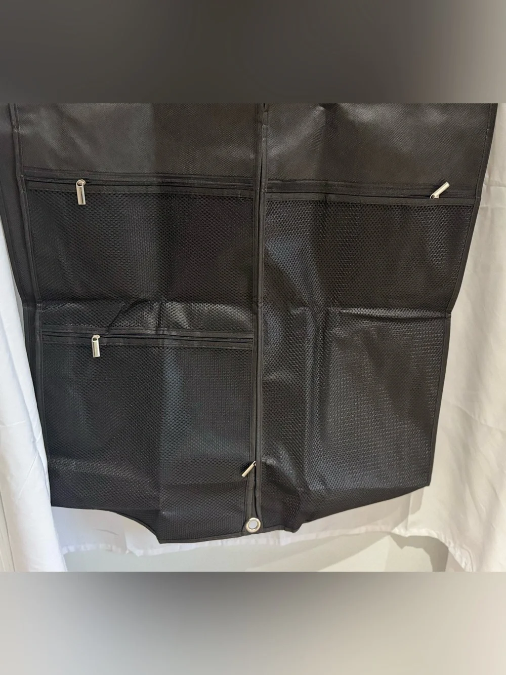 Two Black Hanging Garment Bags With Mesh Pockets. - Picture 5 of 14